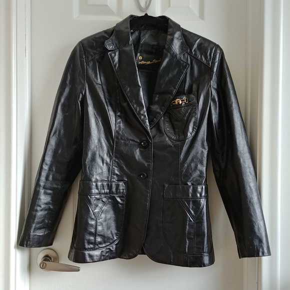 Etienne Aigner Leather Jacket Button Blazer Small - Picture 1 of 8